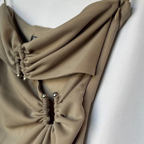 Zara Olive Green Crop Top Dressy Strapless XSmall - Picture 9 of 9
